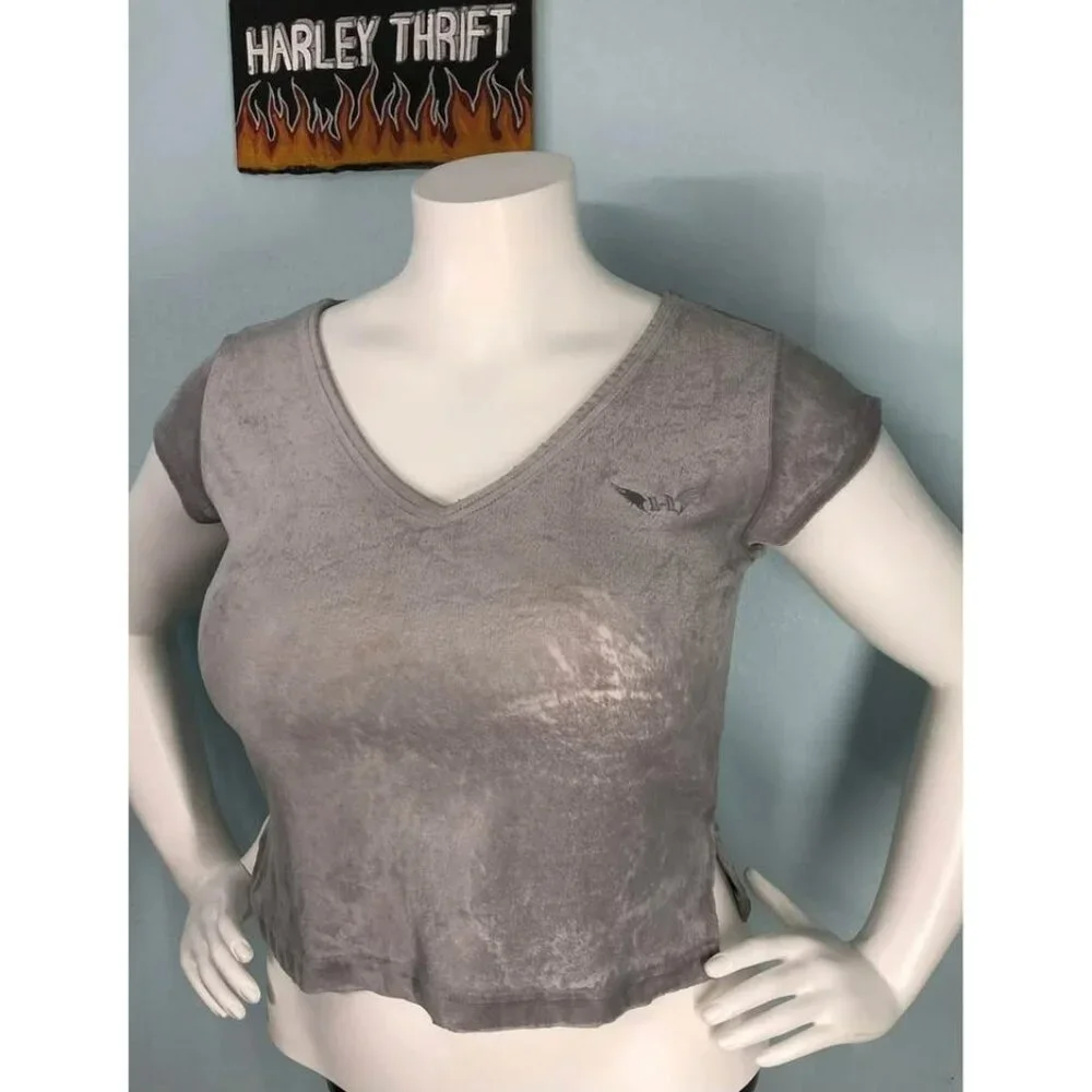 VTG 90s Harley-Davidson T-shirt Medium Women, Embroidery, Velvet Fabric - Picture 1 of 5